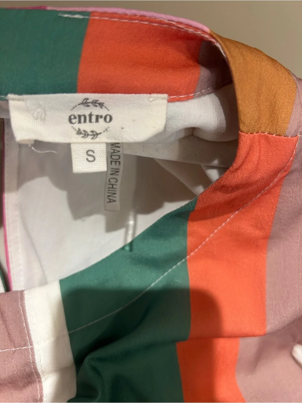 Entro Autumn Harvest Multi Stripe A-Line Short Sleeve Dress. Size S